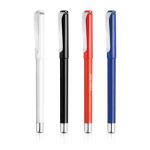 Rollerpen van plastic met metalen clipdop, blauwe gelinkt