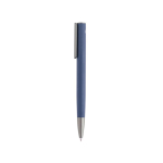 Gerecyclede aluminium balpen met rubberafwerking, blauwe inkt kleur marineblauw