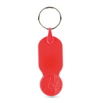 Plastic sleutelhanger met 1-euromunt en personaliseerbare hoes kleur rood