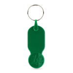 Plastic sleutelhanger met 1-euromunt en personaliseerbare hoes kleur groen