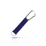 Sleutelhanger met brede gekleurde band en metalen karabijnhaak kleur marineblauw