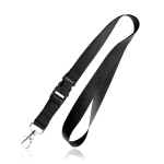 Polyester lanyard van 2 cm met tiptop en metalen karabijnhaak kleur zwart