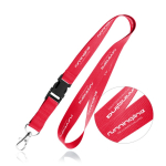 Polyester lanyard van 2 cm met tiptop en metalen karabijnhaak kleur rood