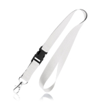 Polyester lanyard van 2 cm met tiptop en metalen karabijnhaak kleur wit