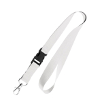 Polyester lanyard van 2 cm met tiptop en metalen karabijnhaak kleur wit