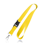 Polyester lanyard van 2 cm met tiptop en metalen karabijnhaak kleur geel