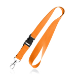 Polyester lanyard van 2 cm met tiptop en metalen karabijnhaak kleur oranje