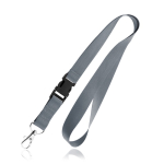 Polyester lanyard van 2 cm met tiptop en metalen karabijnhaak kleur donkergrijs