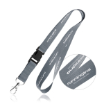 Polyester lanyard van 2 cm met tiptop en metalen karabijnhaak kleur donkergrijs