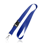 Polyester lanyard van 2 cm met tiptop en metalen karabijnhaak kleur marineblauw