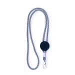 Verstelbare buisvormige polyester lanyard met karabijnhaak, 3 cm kleur wit