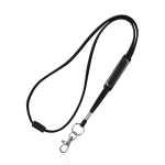 Buisvormige lanyard met karabijnhaak en veiligheidssluiting kleur zwart