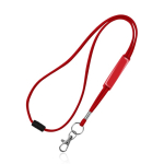 Buisvormige lanyard met karabijnhaak en veiligheidssluiting kleur rood