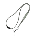 Buisvormige lanyard met karabijnhaak en veiligheidssluiting kleur lichtgrijs