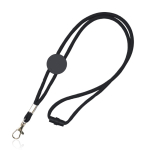 Verstelbare buisvormige polyester lanyard met karabijnhaak, 3 cm kleur zwart