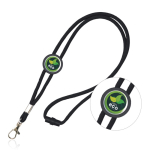 Verstelbare buisvormige polyester lanyard met karabijnhaak, 3 cm kleur zwart