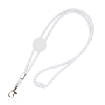 Verstelbare buisvormige polyester lanyard met karabijnhaak, 3 cm kleur wit