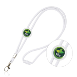 Verstelbare buisvormige polyester lanyard met karabijnhaak, 3 cm kleur wit