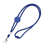 Verstelbare buisvormige polyester lanyard met karabijnhaak, 3 cm kleur koningsblauw