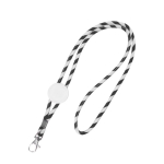 Buisvormige lanyard van polyester met kleurrijk gestreept design kleur zwart