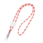 Buisvormige lanyard van polyester met kleurrijk gestreept design kleur rood