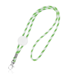 Buisvormige lanyard van polyester met kleurrijk gestreept design kleur lichtgroen