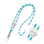 Buisvormige lanyard van polyester met kleurrijk gestreept design kleur lichtblauw