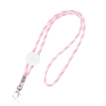 Buisvormige lanyard van polyester met kleurrijk gestreept design kleur lichtroze