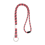 Gestreepte buisvormige lanyard van terleen met verstelbare gesp kleur neon roze