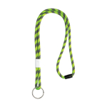 Gestreepte buisvormige lanyard van terleen met verstelbare gesp kleur neon groen