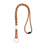 Gestreepte buisvormige lanyard van terleen met verstelbare gesp kleur neon oranje