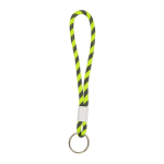 Lange sleutelhanger van terlenka met verstelbare metalen ring kleur neon groen