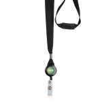 Polyester lanyard met intrekbare badgehouder en blokkeersysteem kleur zwart