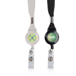 Polyester lanyard met intrekbare badgehouder en blokkeersysteem