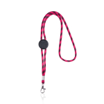 Gestreepte duurzame buisvormige RPET lanyard met karabijnhaak, 3 cm kleur roze