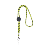 Gestreepte duurzame buisvormige RPET lanyard met karabijnhaak, 3 cm kleur lichtgroen