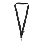 RPET lanyard met veiligheidssluiting en metalen karabijnhaak, 3 cm kleur zwart