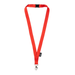 RPET lanyard met veiligheidssluiting en metalen karabijnhaak, 3 cm kleur rood