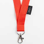 RPET lanyard met veiligheidssluiting en metalen karabijnhaak, 3 cm kleur rood