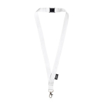 RPET lanyard met veiligheidssluiting en metalen karabijnhaak, 3 cm kleur wit