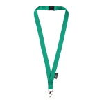 RPET lanyard met veiligheidssluiting en metalen karabijnhaak, 3 cm kleur groen