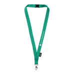 RPET lanyard met veiligheidssluiting en metalen karabijnhaak, 3 cm kleur groen