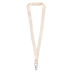 Klassieke lanyard in natuurlijke kleur, van biologisch katoen, 2 cm kleur beige