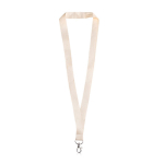 Klassieke lanyard in natuurlijke kleur, van biologisch katoen, 2 cm kleur beige