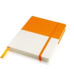 Notitieboek van imitatieleer in kleur, A5 formaat, blanco pagina's kleur oranje