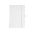 RPET-notitieboek met lint en pennenhouder, A5 formaat, blanco pagina's kleur wit