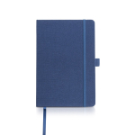 RPET-notitieboek met lint en pennenhouder, A5 formaat, blanco pagina's kleur marineblauw