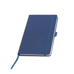 RPET-notitieboek met lint en pennenhouder, A5 formaat, blanco pagina's kleur marineblauw