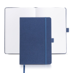 RPET-notitieboek met lint en pennenhouder, A5 formaat, blanco pagina's kleur marineblauw