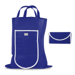 Opvouwbare non-woven tas met klittenbandsluiting 80 g/m² kleur marineblauw